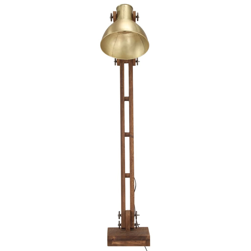 Load image into Gallery viewer, VidaXL Vloerlamp E27 massief mangohout messingkleurig
