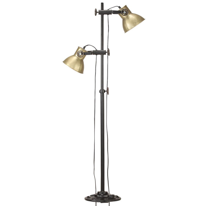Load image into Gallery viewer, Vidaxl vloerlamp met 2 lampenkappen e27 gietijzer messingkleurig
