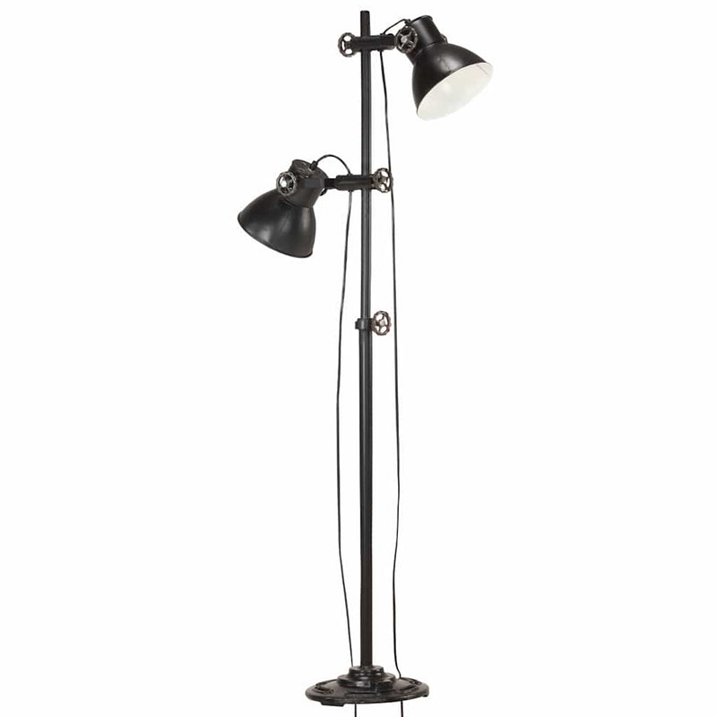 Load image into Gallery viewer, Vidaxl vloerlamp met 2 lampenkappen e27 gietijzer zwart
