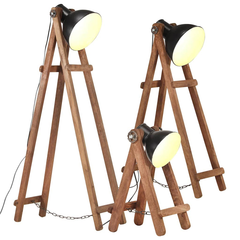 Load image into Gallery viewer, Vidaxl vloerlampen 3 st e27 massief mangohout zwart
