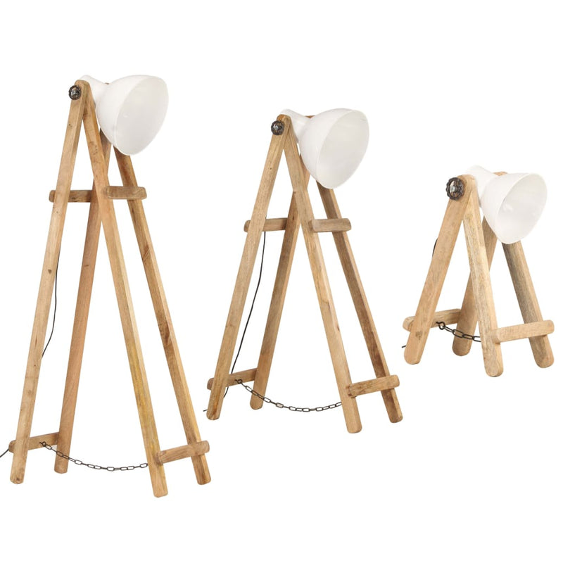 Load image into Gallery viewer, Vidaxl vloerlampen 3 st e27 massief mangohout wit
