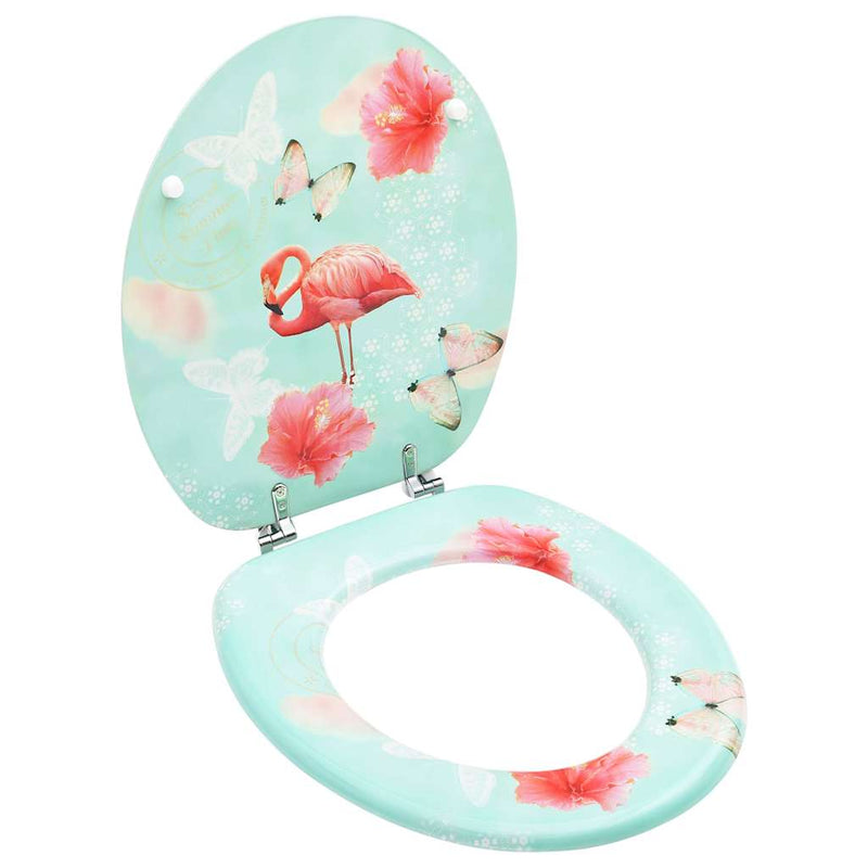 Load image into Gallery viewer, Vidaxl toiletbril met deksel flamingo mdf
