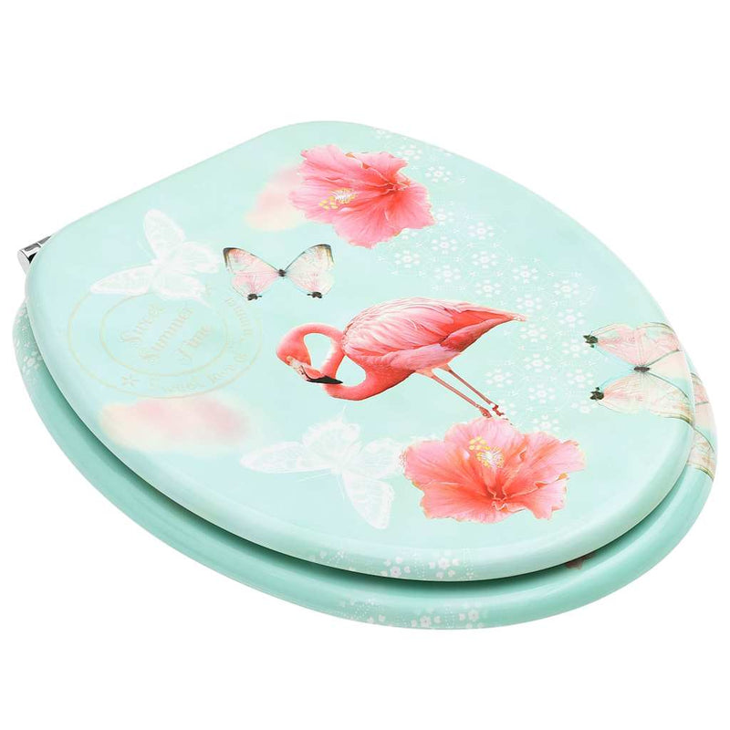 Load image into Gallery viewer, Vidaxl toiletbril met deksel flamingo mdf
