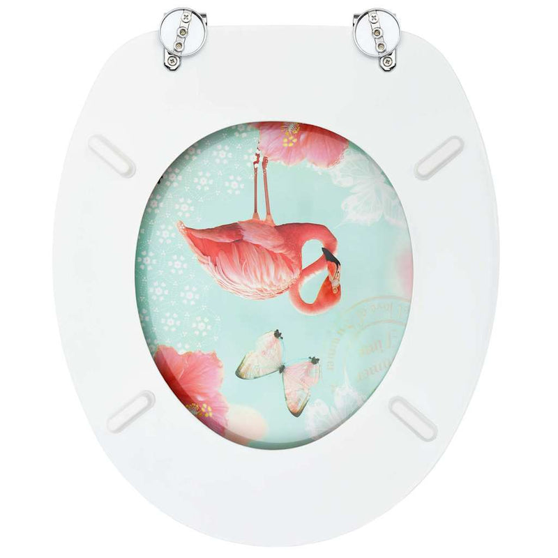 Load image into Gallery viewer, Vidaxl toiletbril met deksel flamingo mdf
