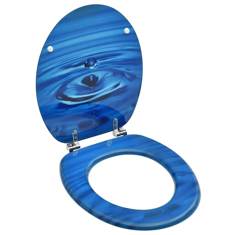 Load image into Gallery viewer, Vidaxl toiletbril met deksel waterdruppel mdf blauw
