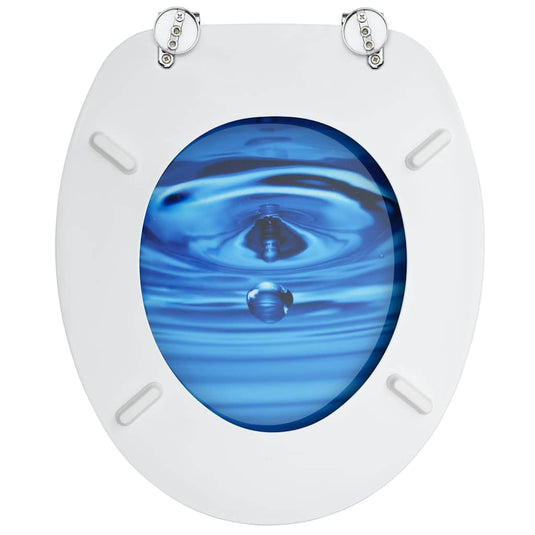 Vidaxl toiletbril met deksel waterdruppel mdf blauw