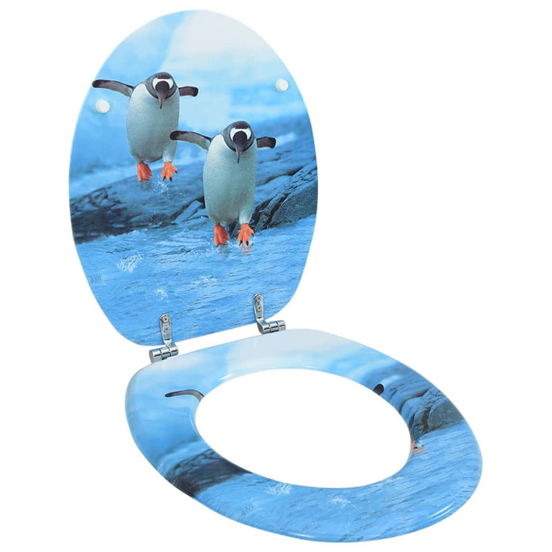 Load image into Gallery viewer, Vidaxl toiletbril met deksel pinguïn mdf
