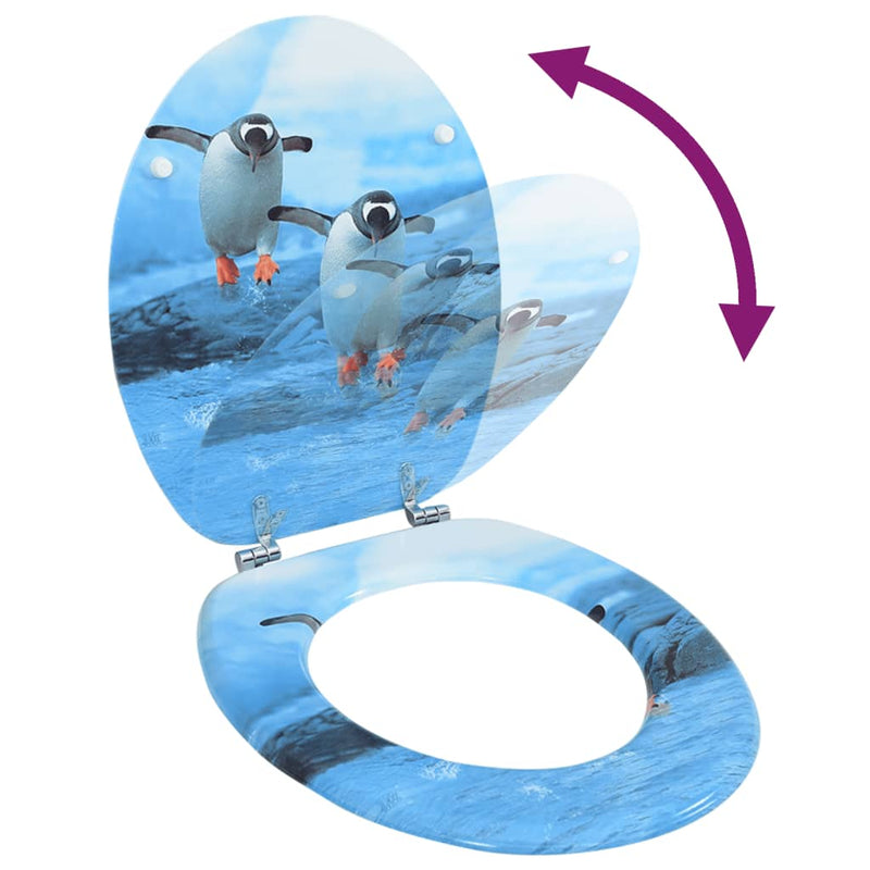 Load image into Gallery viewer, Vidaxl toiletbril met deksel pinguïn mdf
