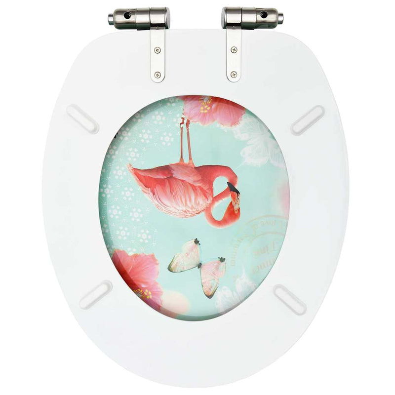 Load image into Gallery viewer, Vidaxl toiletbril met soft-close deksel flamingo mdf
