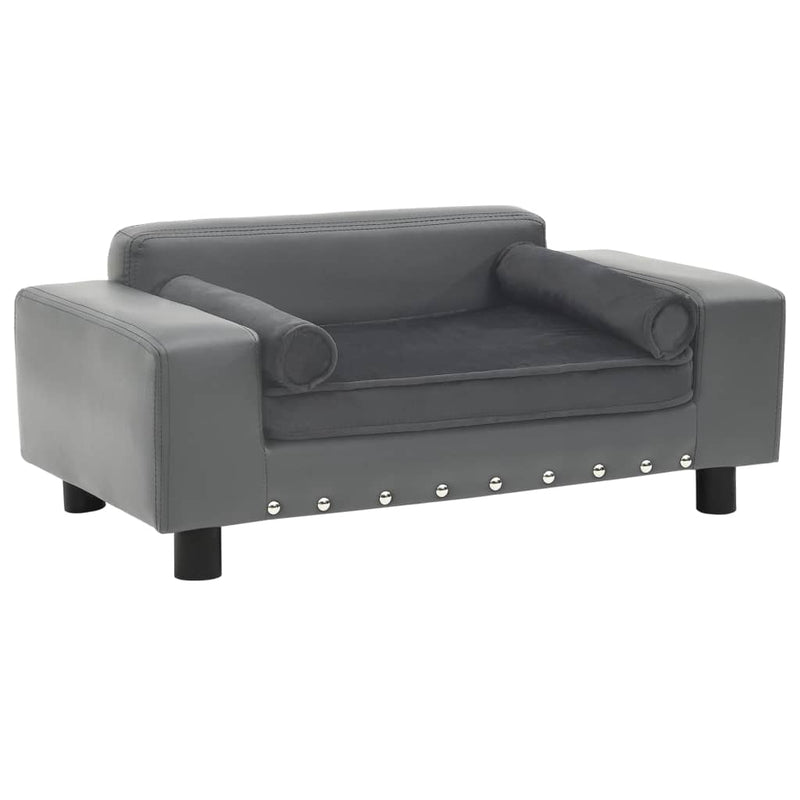 Load image into Gallery viewer, Vidaxl hondenbank 81x43x31 cm pluche en kunstleer grijs
