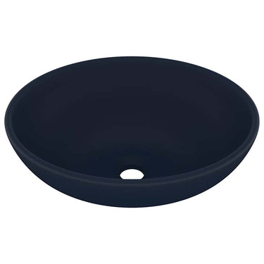 Vidaxl wastafel ovaal 40x33 cm keramiek mat donkerblauw