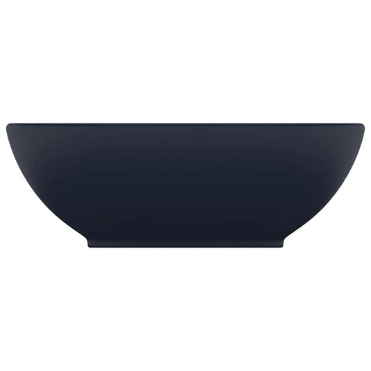 Vidaxl wastafel ovaal 40x33 cm keramiek mat donkerblauw