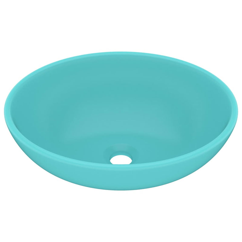 Load image into Gallery viewer, Vidaxl wastafel ovaal 40x33 cm keramiek mat lichtgroen
