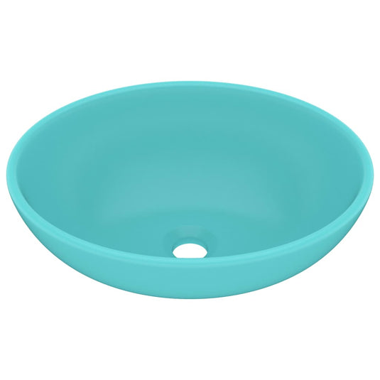 Vidaxl wastafel ovaal 40x33 cm keramiek mat lichtgroen