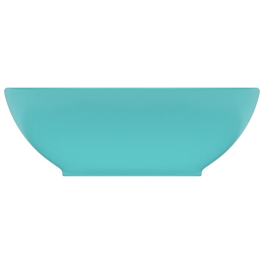 Vidaxl wastafel ovaal 40x33 cm keramiek mat lichtgroen