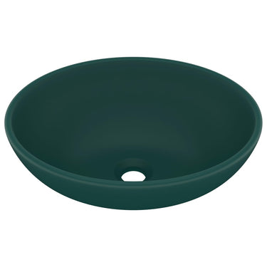 Vidaxl wastafel ovaal 40x33 cm keramiek mat donkergroen
