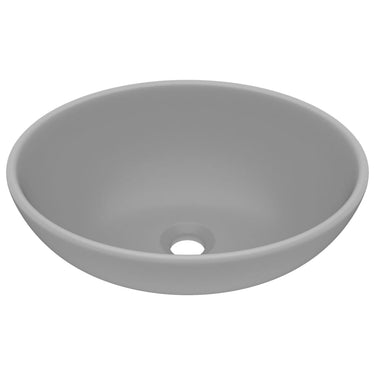 Vidaxl wastafel ovaal 40x33 cm keramiek mat lichtgrijs