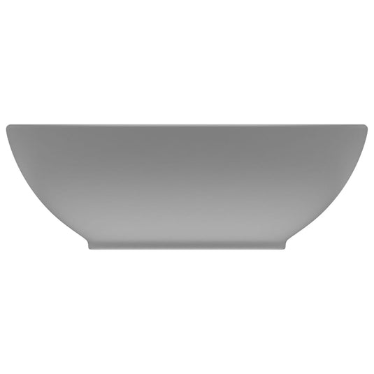 Vidaxl wastafel ovaal 40x33 cm keramiek mat lichtgrijs