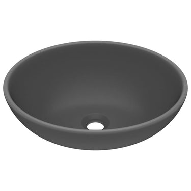 Vidaxl wastafel ovaal 40x33 cm keramiek mat donkergrijs