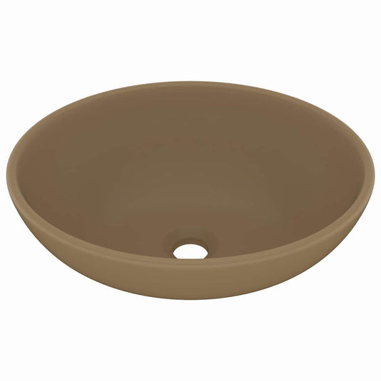 Vidaxl wastafel ovaal 40x33 cm keramiek matcrème