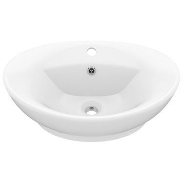 Vidaxl wastafel met overloop ovaal 58,5x39 cm keramiek matwit