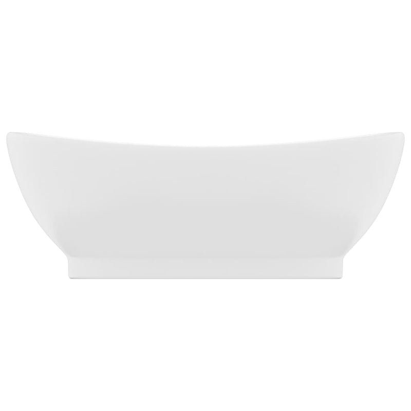 Load image into Gallery viewer, Vidaxl wastafel met overloop ovaal 58,5x39 cm keramiek matwit
