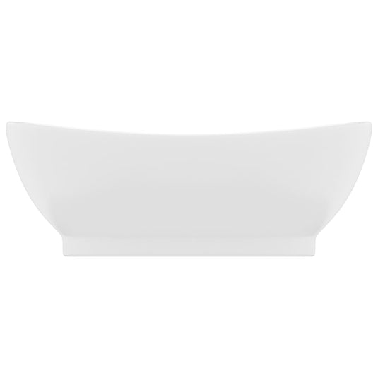 Vidaxl wastafel met overloop ovaal 58,5x39 cm keramiek matwit