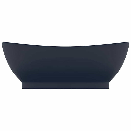Vidaxl wastafel met overloop ovaal 58,5x39 cm keramiek mat donkerblauw