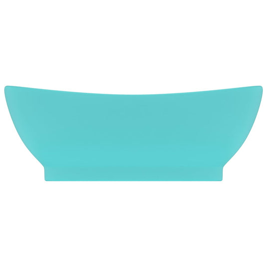 Vidaxl wastafel met overloop ovaal 58,5x39 cm keramiek mat lichtgroen