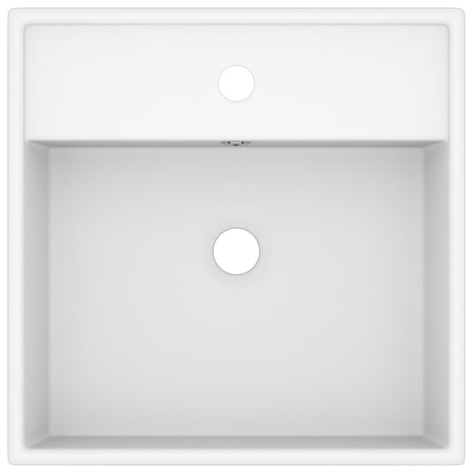 Vidaxl wastafel met overloop vierkant 41x41 cm keramiek matwit