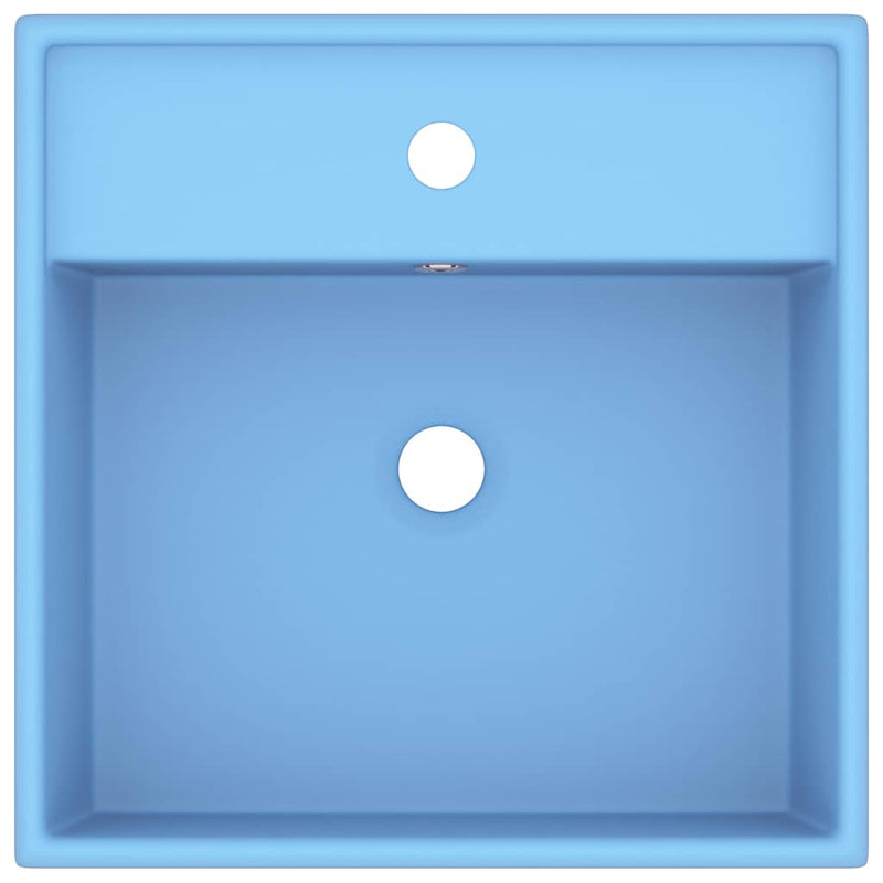 Load image into Gallery viewer, Vidaxl wastafel met overloop vierkant 41x41 cm keramiek mat lichtblauw
