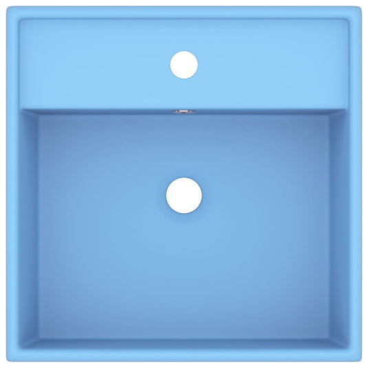 Vidaxl wastafel met overloop vierkant 41x41 cm keramiek mat lichtblauw