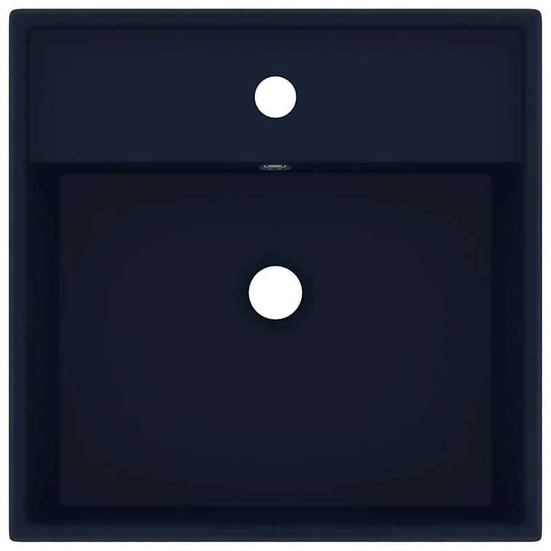 Afbeelding laden in galerijviewer, Vidaxl wastafel met overloop vierkant 41x41cm keramiek mat donkerblauw
