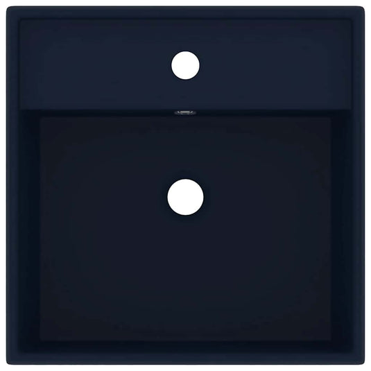 Vidaxl wastafel met overloop vierkant 41x41cm keramiek mat donkerblauw