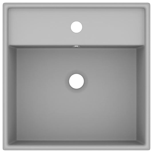 Vidaxl wastafel met overloop vierkant 41x41 cm keramiek mat lichtgrijs
