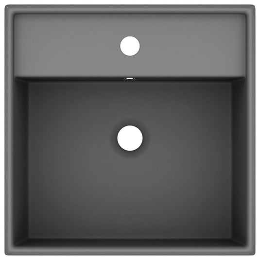 Vidaxl wastafel met overloop vierkant 41x41cm keramiek mat donkergrijs