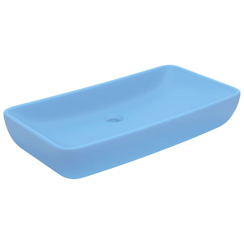 Load image into Gallery viewer, Vidaxl wastafel rechthoekig 71x38 cm keramiek mat lichtblauw
