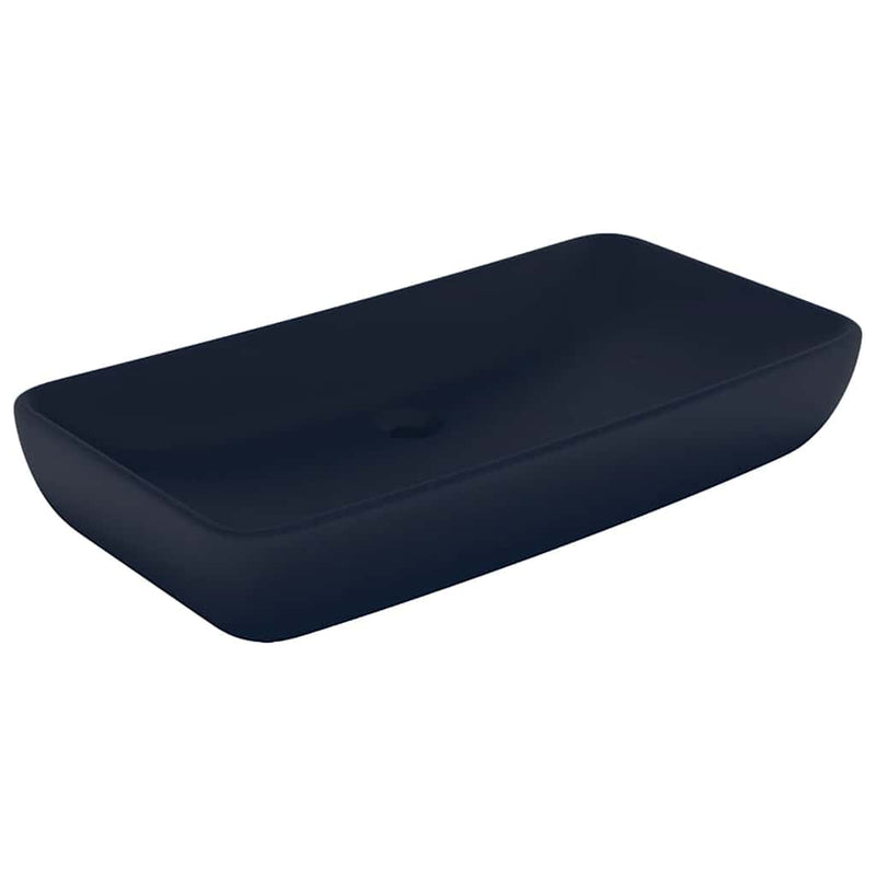 Load image into Gallery viewer, Vidaxl wastafel rechthoekig 71x38 cm keramiek mat donkerblauw
