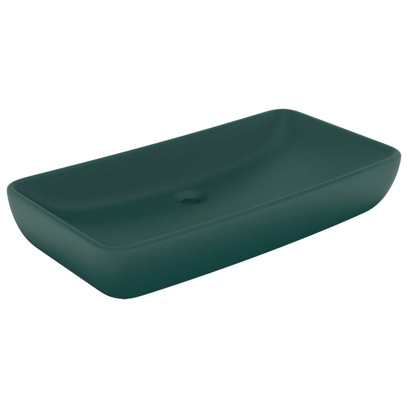 Load image into Gallery viewer, Vidaxl wastafel rechthoekig 71x38 cm keramiek mat donkergroen
