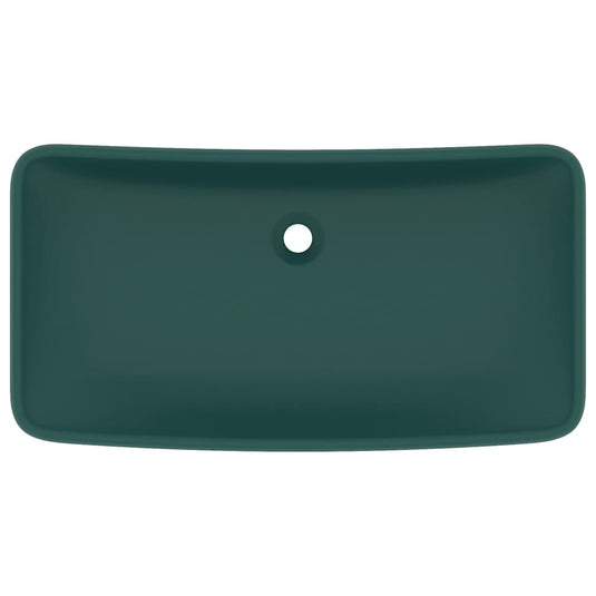 Vidaxl wastafel rechthoekig 71x38 cm keramiek mat donkergroen