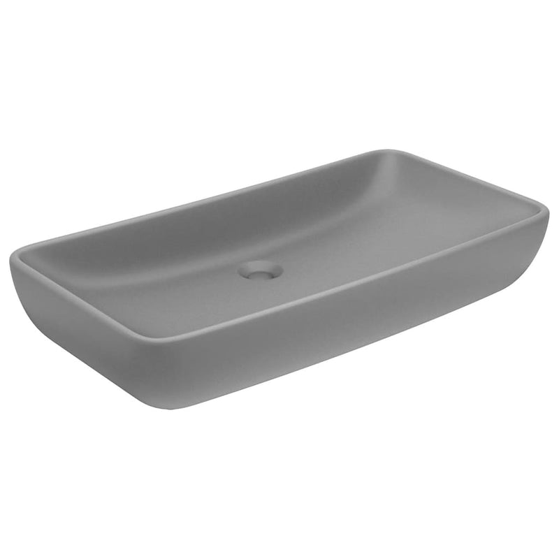 Load image into Gallery viewer, Vidaxl wastafel rechthoekig 71x38 cm keramiek mat lichtgrijs
