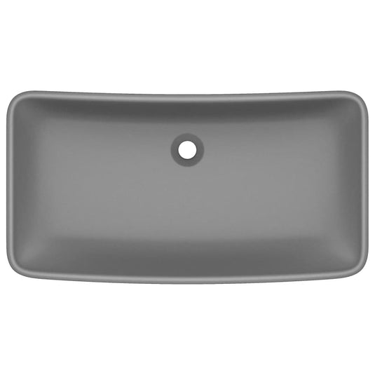 Vidaxl wastafel rechthoekig 71x38 cm keramiek mat donkergrijs