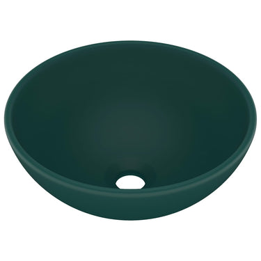 Vidaxl wastafel rond 32,5x14 cm keramiek mat donkergroen