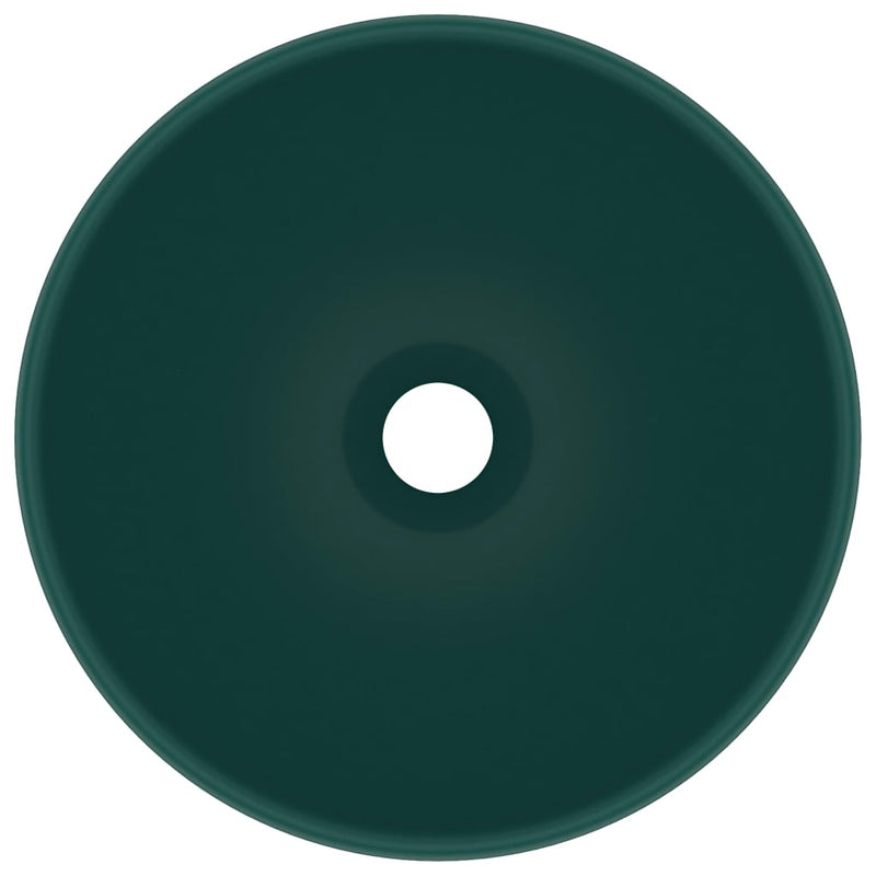 Load image into Gallery viewer, Vidaxl wastafel rond 32,5x14 cm keramiek mat donkergroen
