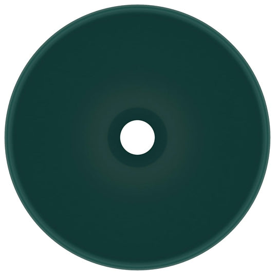 Vidaxl wastafel rond 32,5x14 cm keramiek mat donkergroen