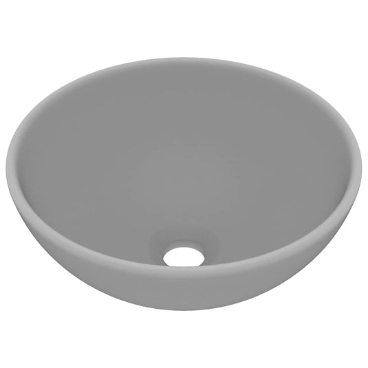 Vidaxl wastafel rond 32,5x14 cm keramiek mat lichtgrijs