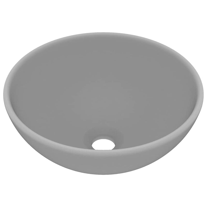 Load image into Gallery viewer, Vidaxl wastafel rond 32,5x14 cm keramiek mat lichtgrijs
