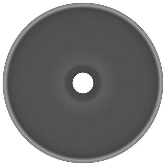 Vidaxl wastafel rond 32,5x14 cm keramiek mat donkergrijs