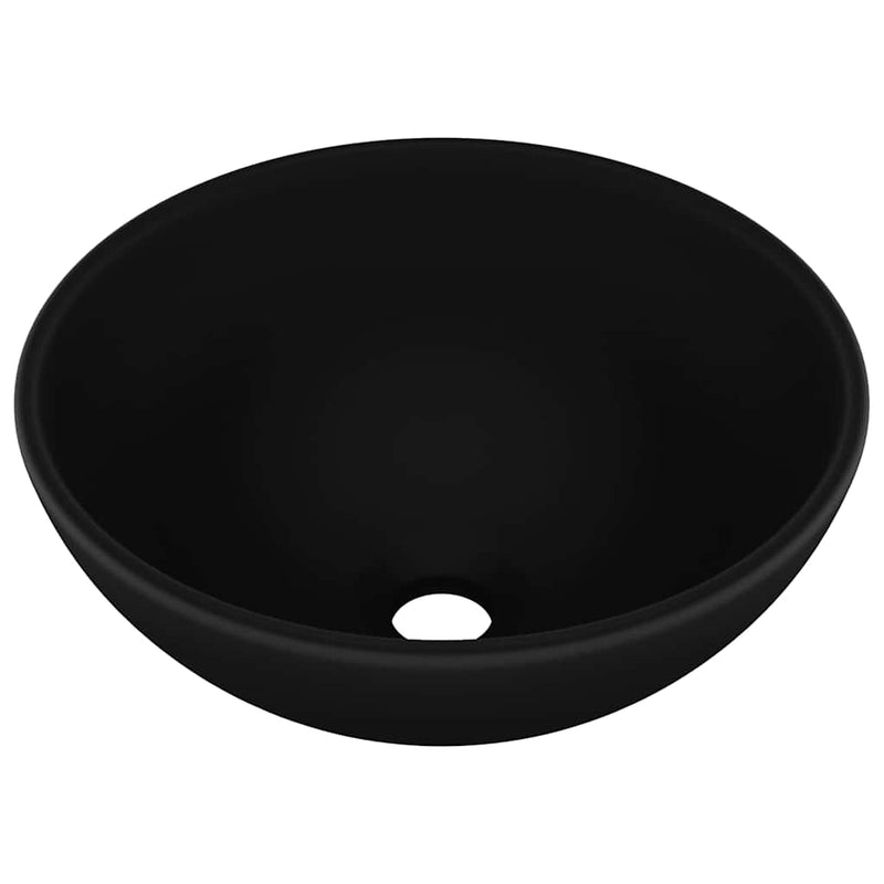 Load image into Gallery viewer, Vidaxl wastafel rond 32,5x14 cm keramiek matzwart
