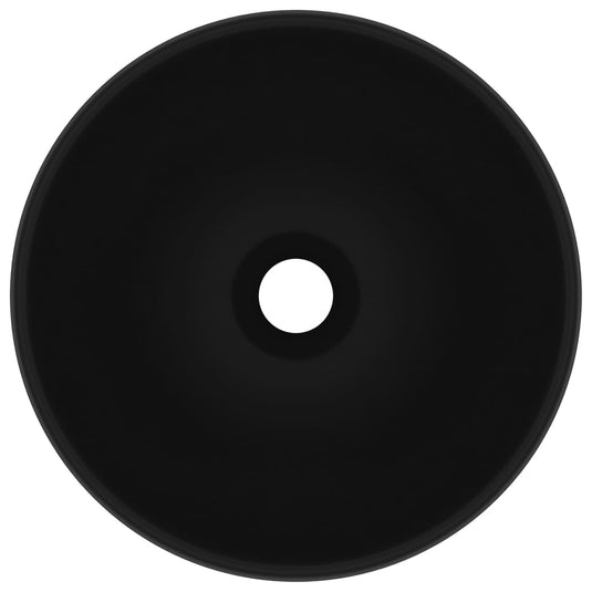 Vidaxl wastafel rond 32,5x14 cm keramiek matzwart